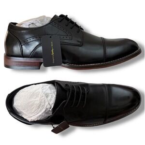 NIB Vostey Milan Mens Black Cap Toe Oxford Dress Shoes US 9.5 BMY636